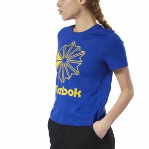 Reebok Classic Big Logo Graphic T Shirt Damen - HellGrün Gelb - DE 372-RIN